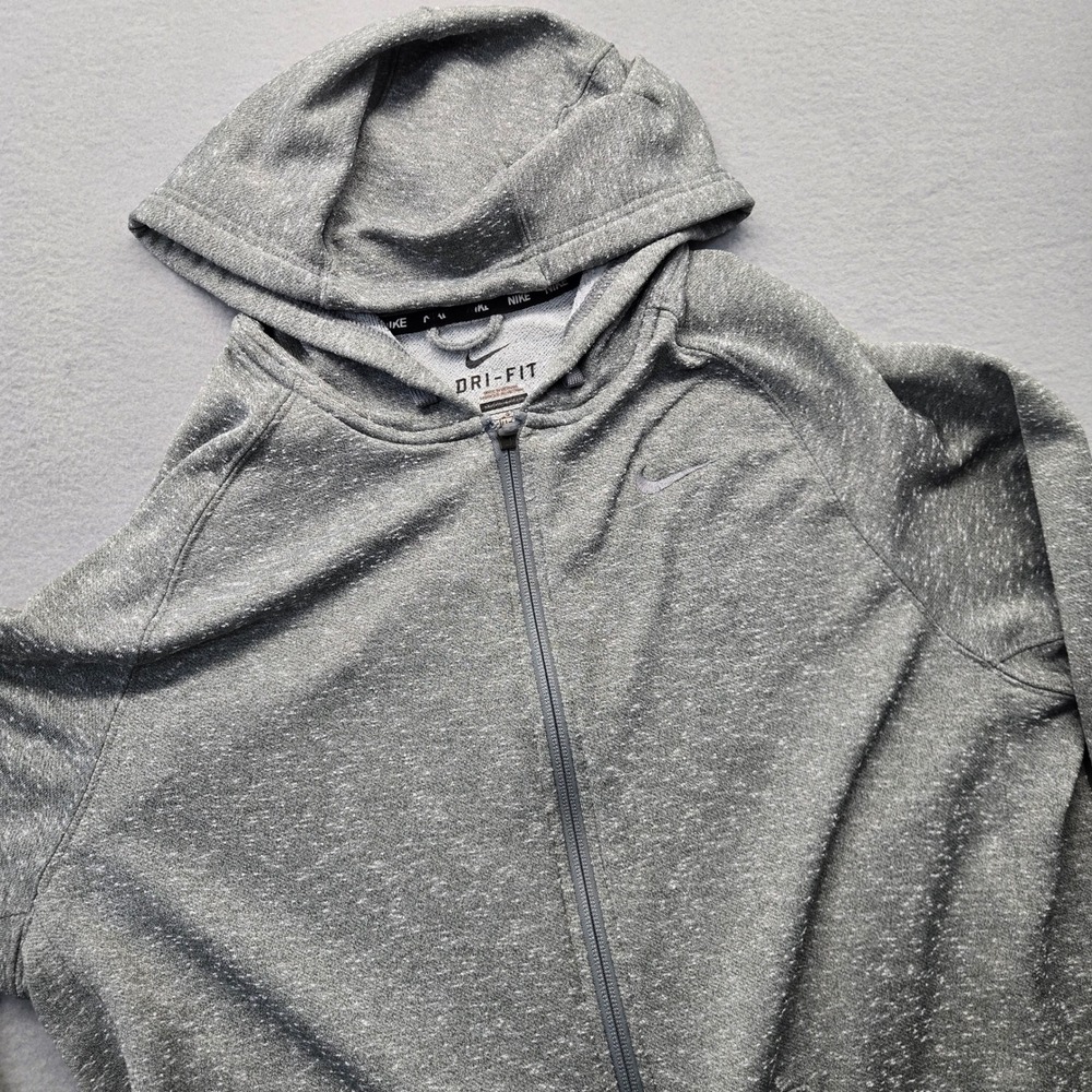 Nike Dri-FIT Mens Full Zip Hoodie‎ Grey Heathered Training Jacket Large L